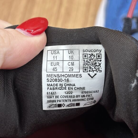 Saucony Ride 16 Running Shoes in Hydro Blue Black Red White Size 11 Men's - Picture 9 of 9